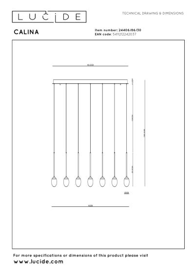 Lucide CALINA - Pendant light - LED Dim. - CCT - 12x7W 2200K/3300K - With replaceable LED module - Black - Premium